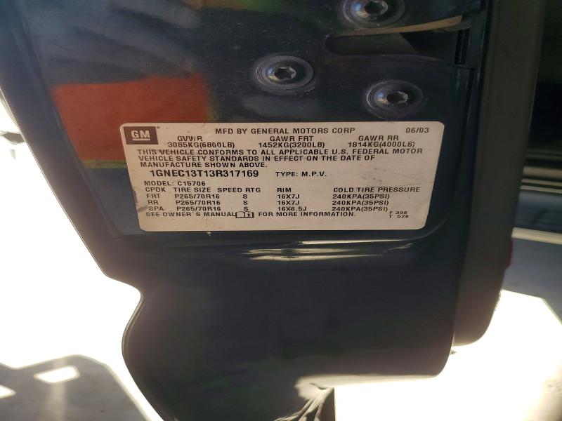 Aukcja sprzedaży 2003 Chevrolet Tahoe, vin: 1GNEC13T13R317169, numer aukcji: 85453535