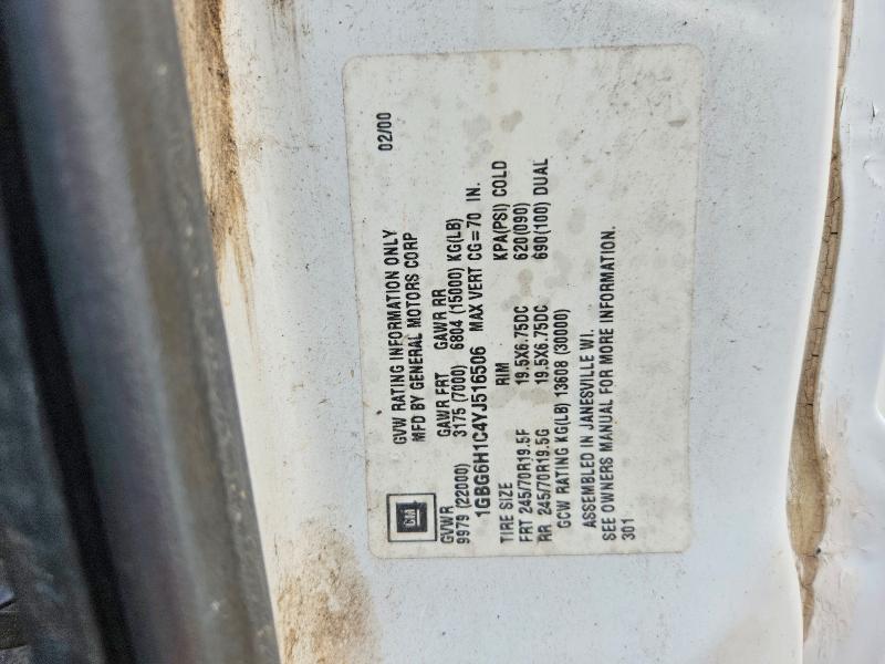 2000 Chevrolet C-series მანქანა იყიდება აუქციონზე, vin: 1GBG6H1C4YJ516506, აუქციონის ნომერი: 59296506