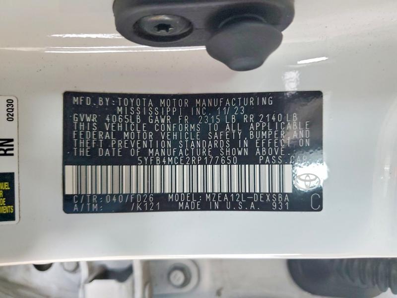 58834096 :رقم المزاد ، 5YFB4MCE2RP177650 vin ، 2024 Toyota Corolla مزاد بيع
