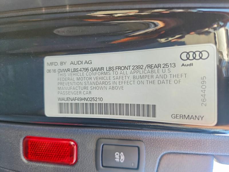 Продажа на аукционе авто 2017 Audi A4, vin: WAUENAF49HN025210, номер лота: 57355136