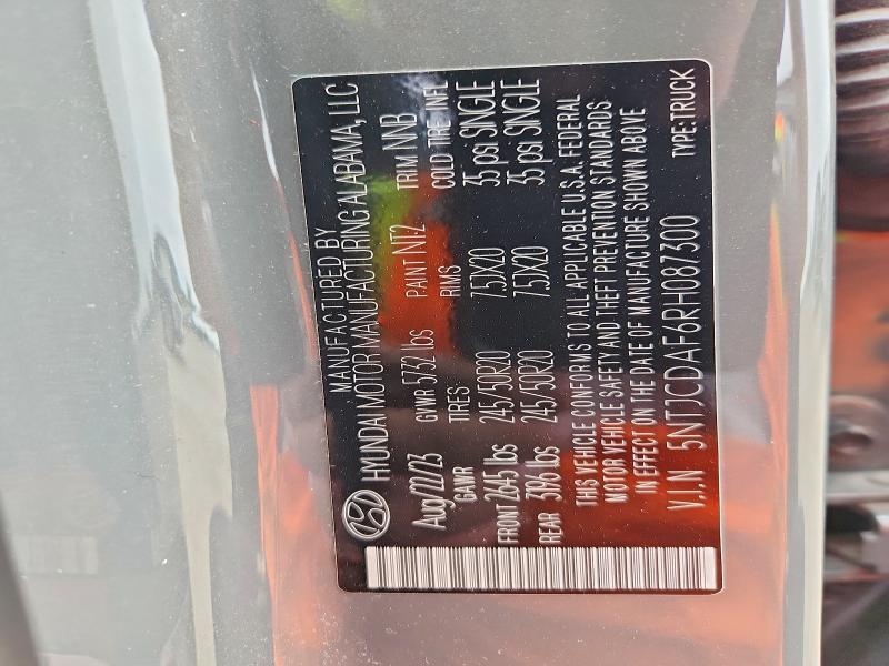 2024 Hyundai Santa Cruz მანქანა იყიდება აუქციონზე, vin: 5NTJCDAF6RH087300, აუქციონის ნომერი: 58268126