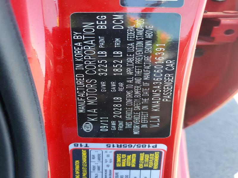 57254826 :رقم المزاد ، KNADM5A36C6016391 vin ، 2012 Kia Rio مزاد بيع
