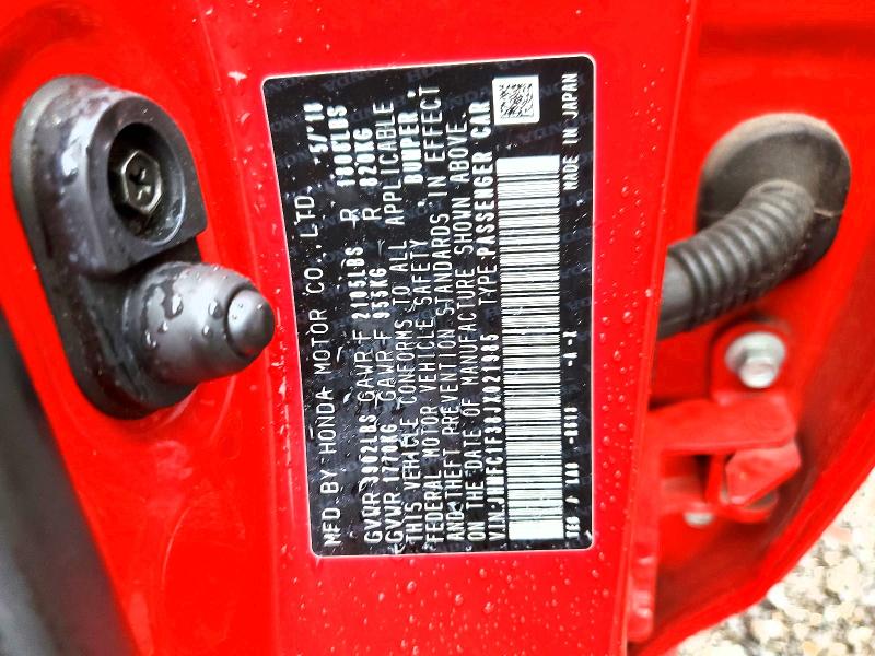 Продажа на аукционе авто 2018 Honda Civic, vin: JHMFC1F38JX021985, номер лота: 58033526