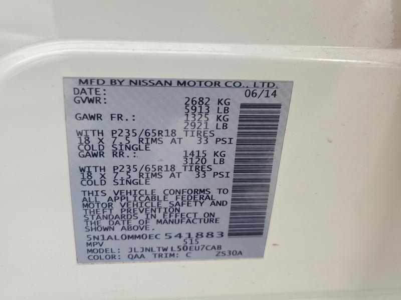 Aukcja sprzedaży 2014 Infiniti Qx60, vin: 5N1AL0MM0EC541883, numer aukcji: 58970946