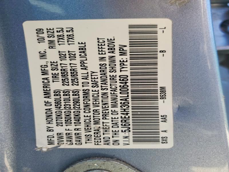 2010 Honda Cr-v მანქანა იყიდება აუქციონზე, vin: 5J6RE4H36AL006460, აუქციონის ნომერი: 56454936