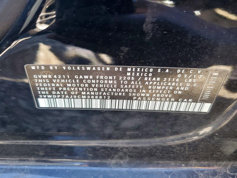 57327346 :رقم المزاد ، 3VWDP7AJ9CM388812 vin ، 2012 Volkswagen Jetta مزاد بيع