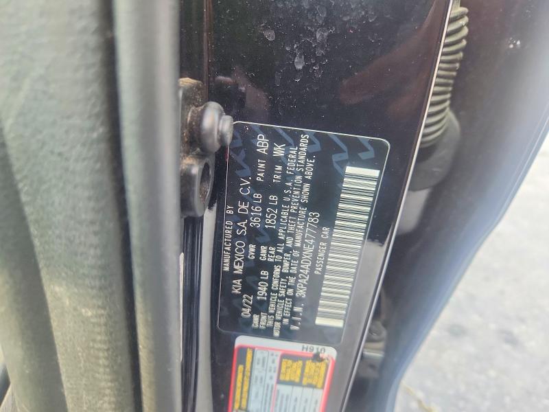 58044536 :رقم المزاد ، 3KPA24ADXNE477783 vin ، 2022 Kia Rio مزاد بيع