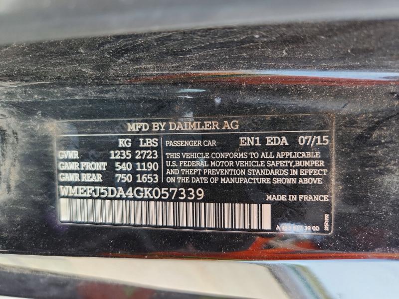 Aukcja sprzedaży 2016 Smart Fortwo, vin: WMEFJ5DA4GK057339, numer aukcji: 56973636