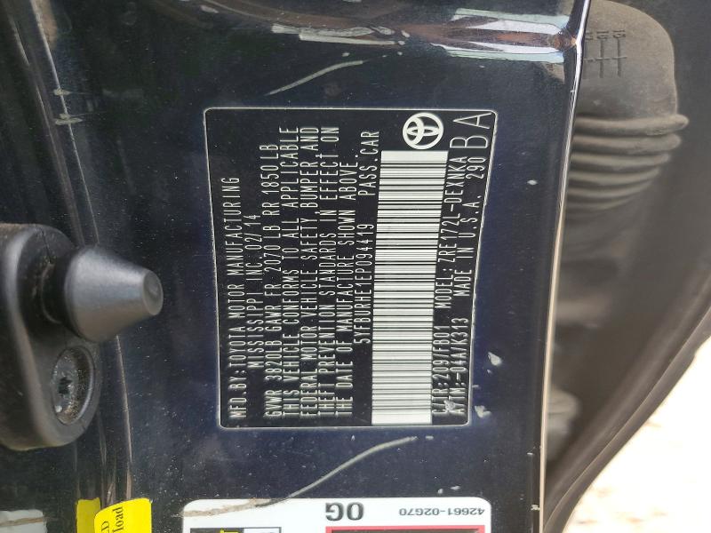 56254196 :رقم المزاد ، 5YFBURHE1EP094419 vin ، 2014 Toyota Corolla مزاد بيع