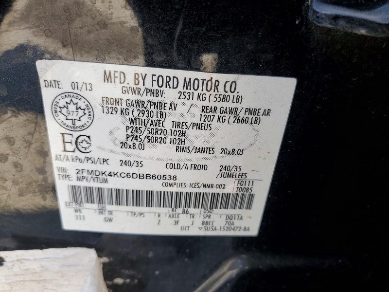 Продаж на аукціоні авто 2013 Ford Edge, vin: 2FMDK4KC6DBB60538, номер лоту: 58320476
