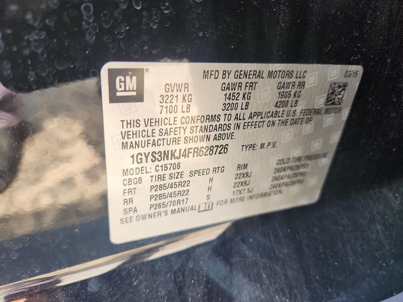 Aukcja sprzedaży 2015 Cadillac Escalade, vin: 1GYS3NKJ4FR628726, numer aukcji: 58127926