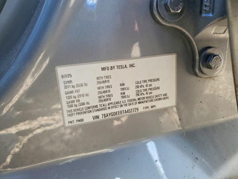 Продажа на аукционе авто 2026 Tesla Model Y, vin: 7SAYGDEE8TA452729, номер лота: 57388996