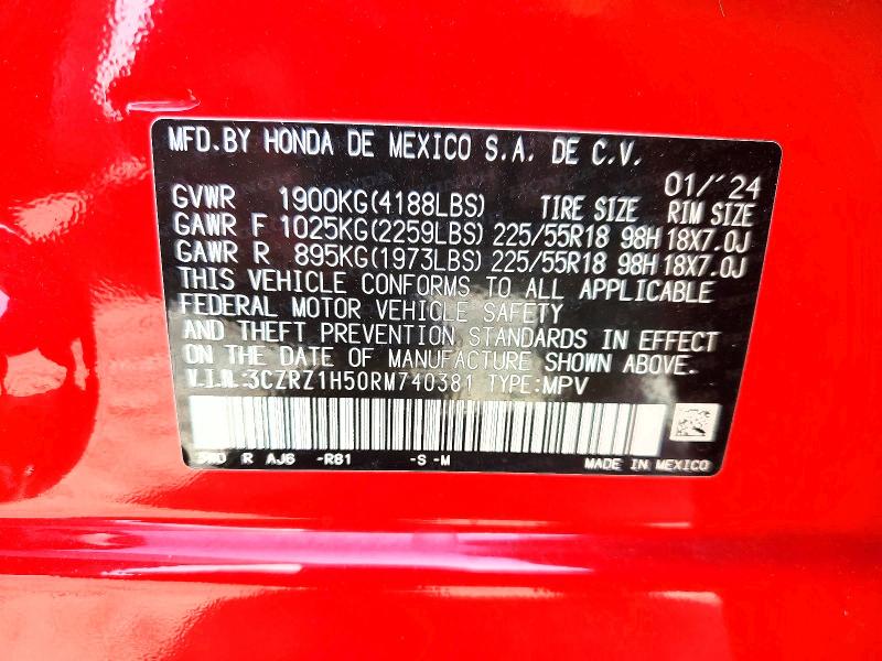 Aukcja sprzedaży 2024 Honda Hr-v, vin: 3CZRZ1H50RM740381, numer aukcji: 55360656