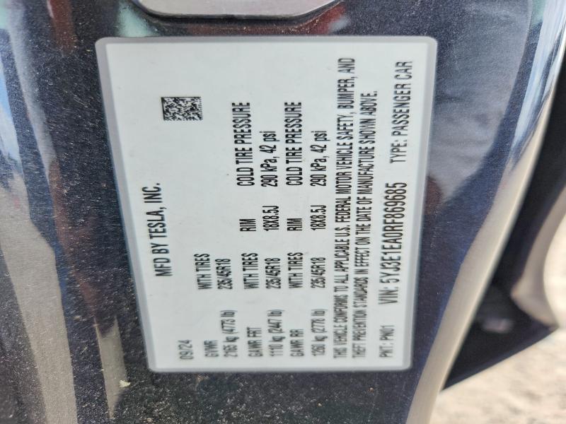 56415166 :رقم المزاد ، 5YJ3E1EA0RF869685 vin ، 2024 Tesla Model 3 مزاد بيع