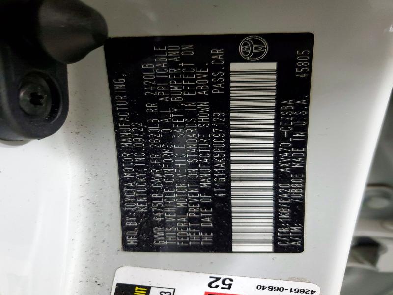 Aukcja sprzedaży 2023 Toyota Camry, vin: 4T1G11AK5PU097129, numer aukcji: 55749966