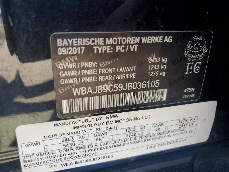 2018 Bmw M550xi მანქანა იყიდება აუქციონზე, vin: WBAJB9C59JB036105, აუქციონის ნომერი: 58569576