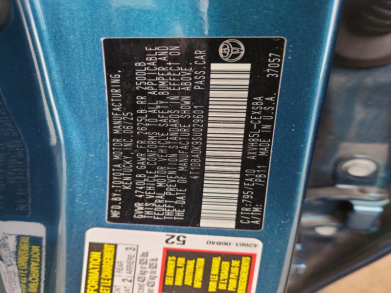58930276 :رقم المزاد ، 4T1DBADK9SU029601 vin ، 2025 Toyota Camry مزاد بيع