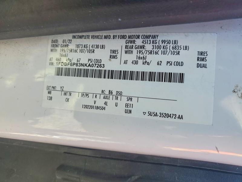 2022 Ford Transit მანქანა იყიდება აუქციონზე, vin: 1FDBF6P83NKA07263, აუქციონის ნომერი: 55531026
