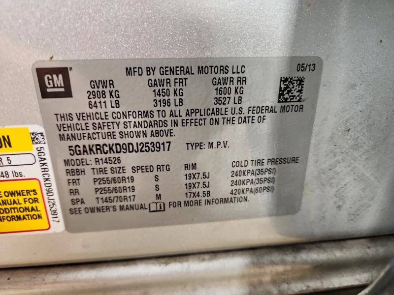 57683056 :رقم المزاد ، 5GAKRCKD9DJ253917 vin ، 2013 Buick Enclave مزاد بيع