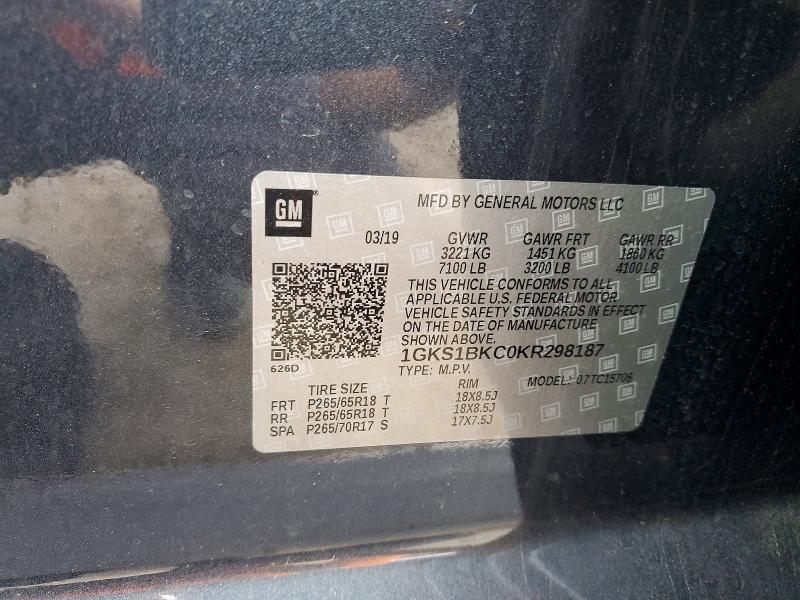 57952626 :رقم المزاد ، 1GKS1BKC0KR298187 vin ، 2019 Gmc Yukon مزاد بيع