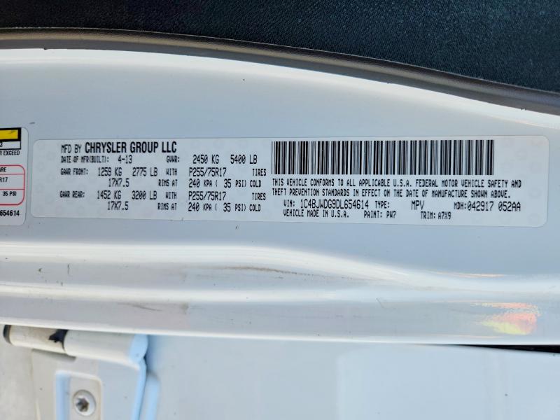 2013 Jeep Wrangler Unlimited მანქანა იყიდება აუქციონზე, vin: 1C4BJWDG9DL654614, აუქციონის ნომერი: 58082146