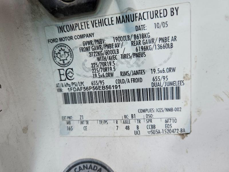 2006 Ford F550 მანქანა იყიდება აუქციონზე, vin: 1FDAF56P56EB56191, აუქციონის ნომერი: 56435436