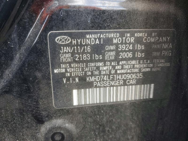 Продажа на аукционе авто 2017 Hyundai Elantra, vin: KMHD74LF1HU090635, номер лота: 57189586