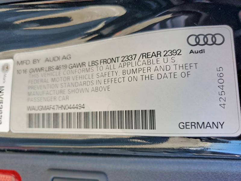 Продаж на аукціоні авто 2017 Audi A4, vin: WAUGMAF47HN044494, номер лоту: 56942776
