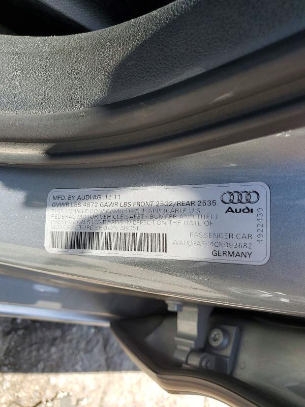 2012 Audi A6 მანქანა იყიდება აუქციონზე, vin: WAUDFAFC4CN093682, აუქციონის ნომერი: 56490076