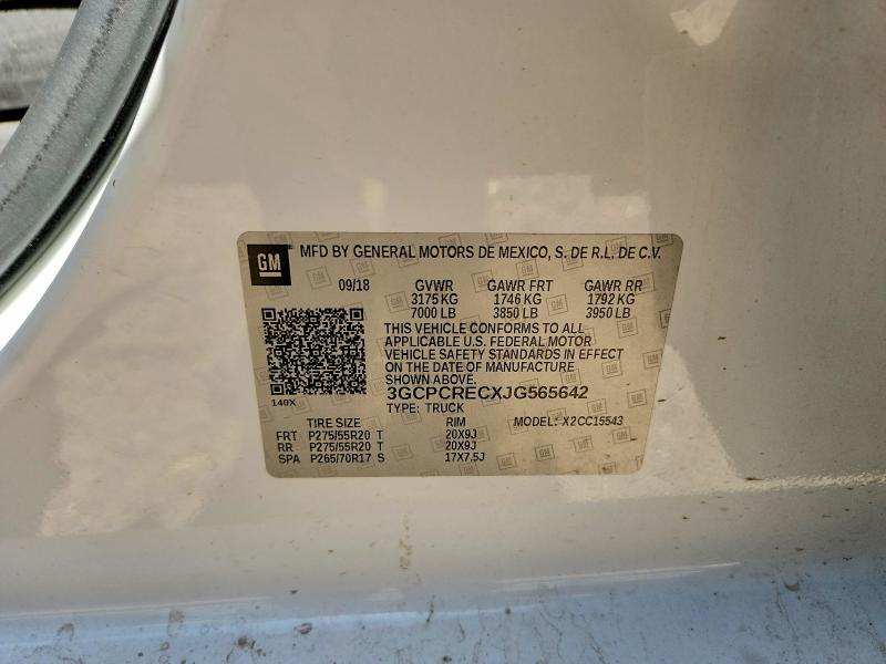 56056796 :رقم المزاد ، 3GCPCRECXJG565642 vin ، 2018 Chevrolet Silverado مزاد بيع