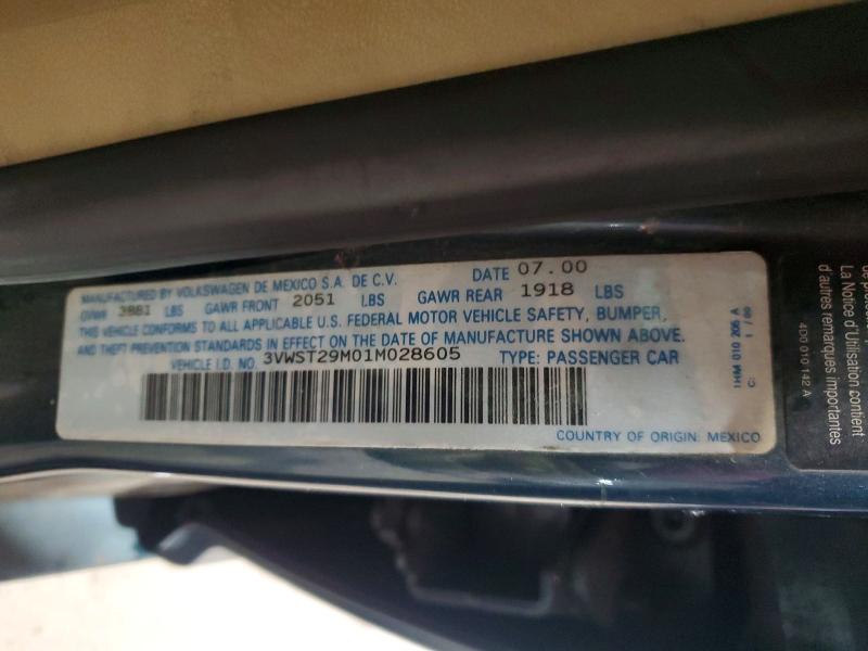 58259976 :رقم المزاد ، 3VWST29M01M028605 vin ، 2001 Volkswagen Jetta مزاد بيع