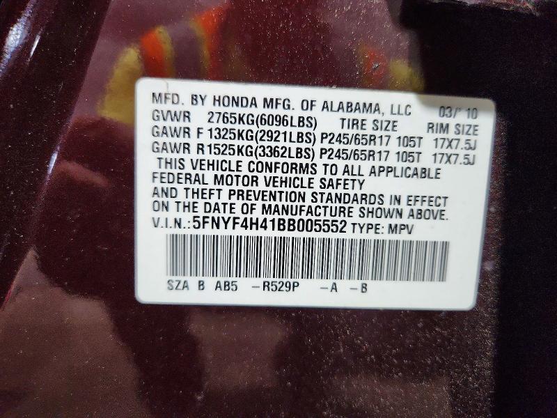 Aukcja sprzedaży 2011 Honda Pilot, vin: 5FNYF4H41BB005552, numer aukcji: 56862456