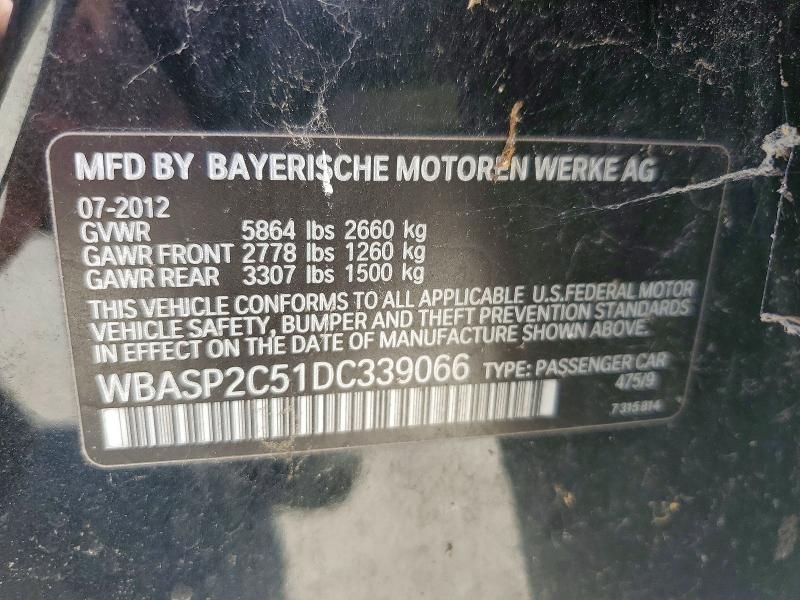 2013 Bmw 535 მანქანა იყიდება აუქციონზე, vin: WBASP2C51DC339066, აუქციონის ნომერი: 55100086