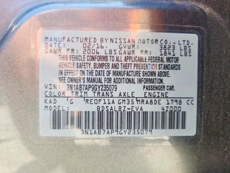 Продажа на аукционе авто 2016 Nissan Sentra, vin: 3N1AB7AP9GY235079, номер лота: 58270366