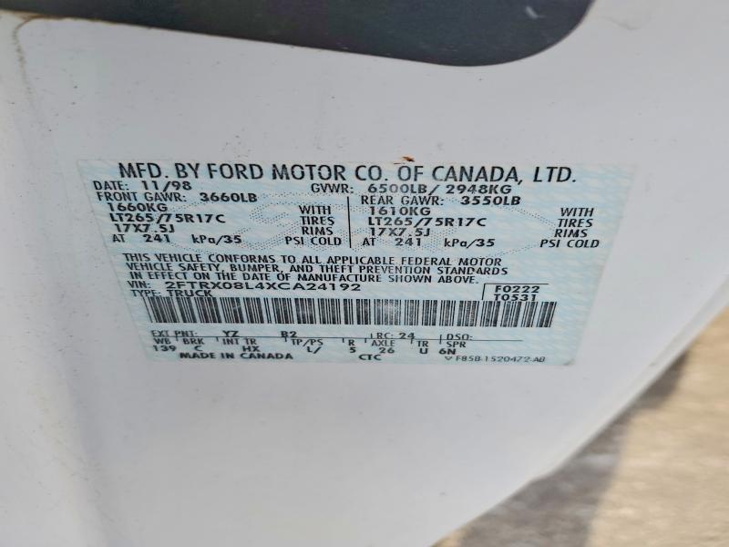 Aukcja sprzedaży 1999 Ford F150, vin: 2FTRX08L4XCA24192, numer aukcji: 57049706