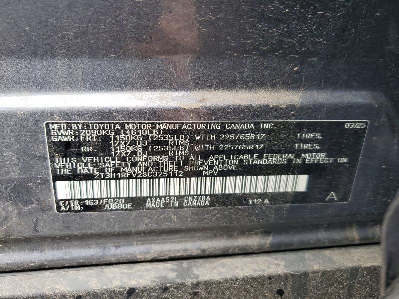 Aukcja sprzedaży 2025 Toyota Rav4, vin: 2T3H1RFV2SC325112, numer aukcji: 57586496