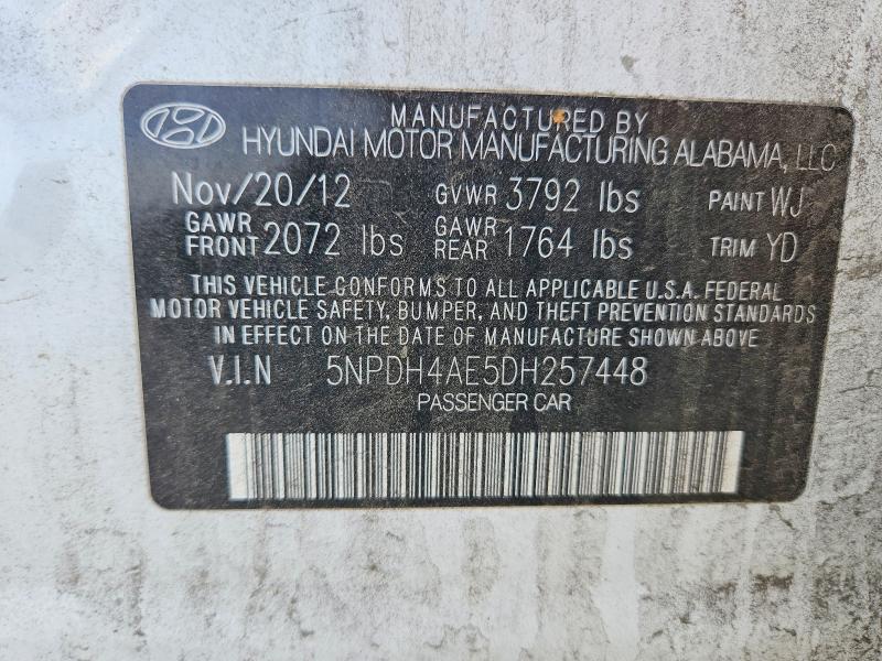 Aukcja sprzedaży 2013 Hyundai Elantra, vin: 5NPDH4AE5DH257448, numer aukcji: 56446796