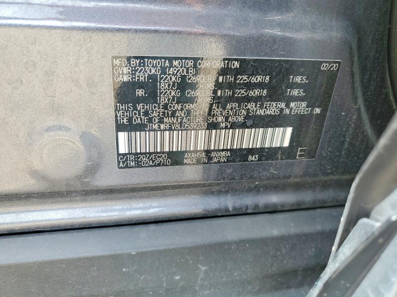 Продажа на аукционе авто 2020 Toyota Rav4, vin: JTMEWRFV8LD539233, номер лота: 55746616