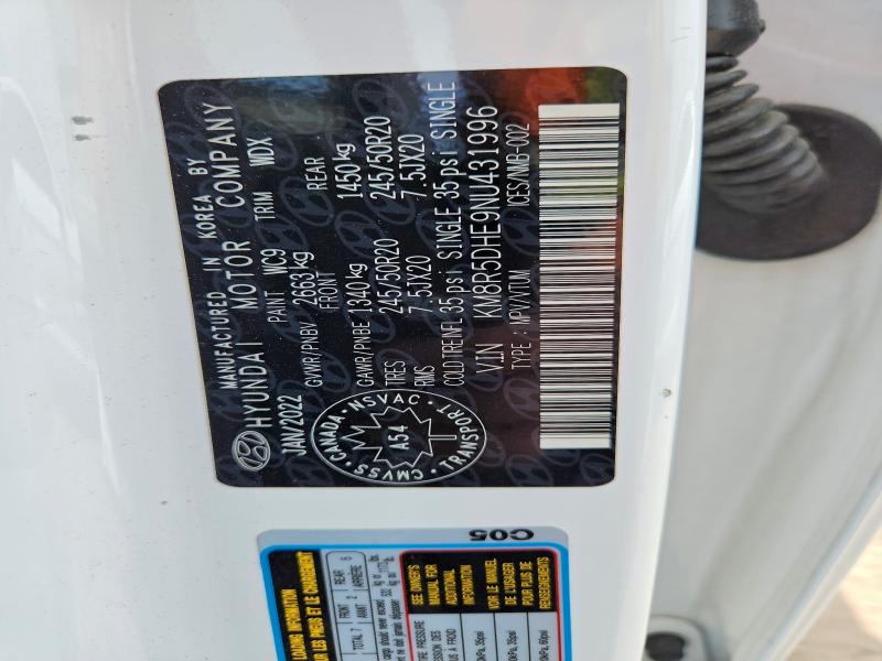 Aukcja sprzedaży 2022 Hyundai Palisade, vin: KM8R5DHE9NU431996, numer aukcji: 55679456