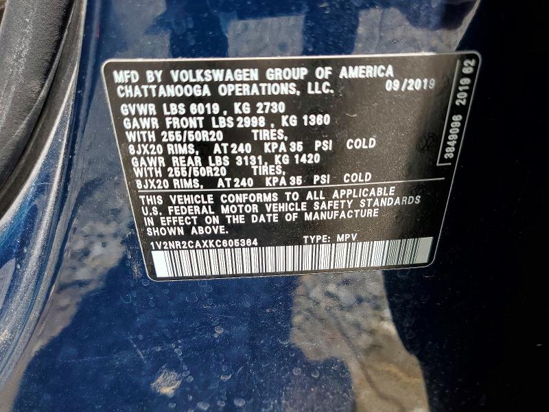 Продаж на аукціоні авто 2019 Volkswagen Atlas, vin: 1V2NR2CAXKC605364, номер лоту: 57060776