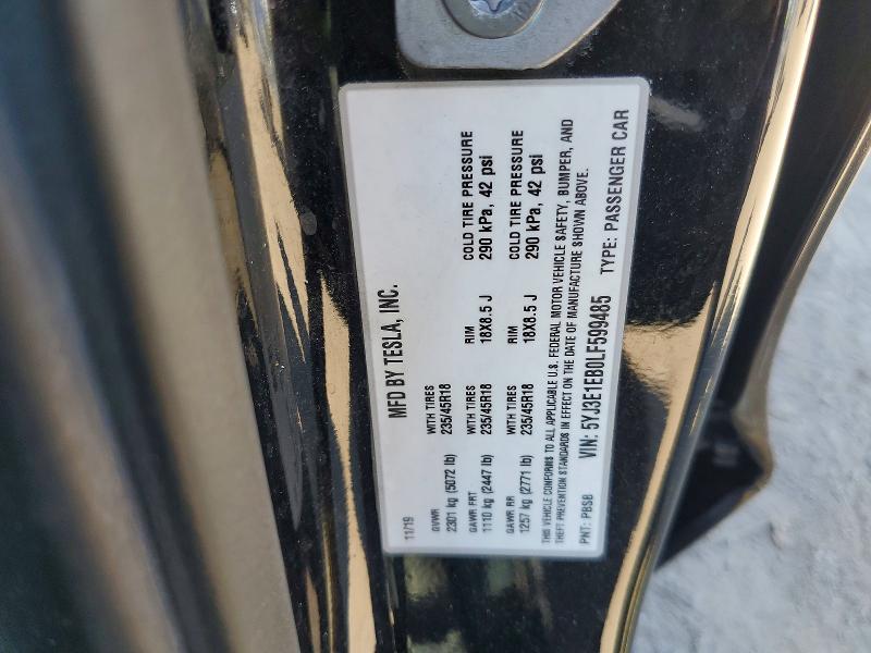 Продаж на аукціоні авто 2020 Tesla Model 3, vin: 5YJ3E1EB0LF599485, номер лоту: 55647786