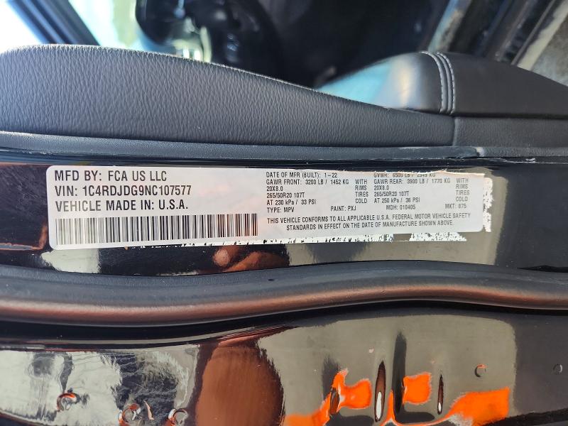 Продаж на аукціоні авто 2022 Dodge Durango, vin: 1C4RDJDG9NC107577, номер лоту: 55591336