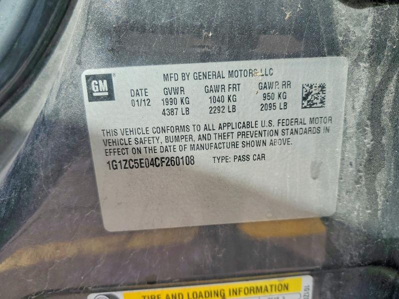 Продажа на аукционе авто 2012 Chevrolet Malibu, vin: 1G1ZC5E04CF260108, номер лота: 57912056
