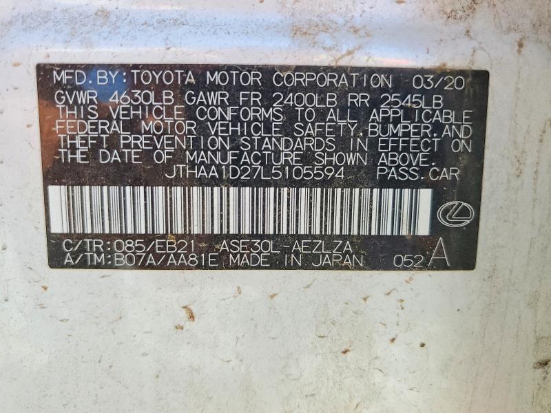 Продаж на аукціоні авто 2020 Lexus Is, vin: JTHAA1D27L5105594, номер лоту: 57745076