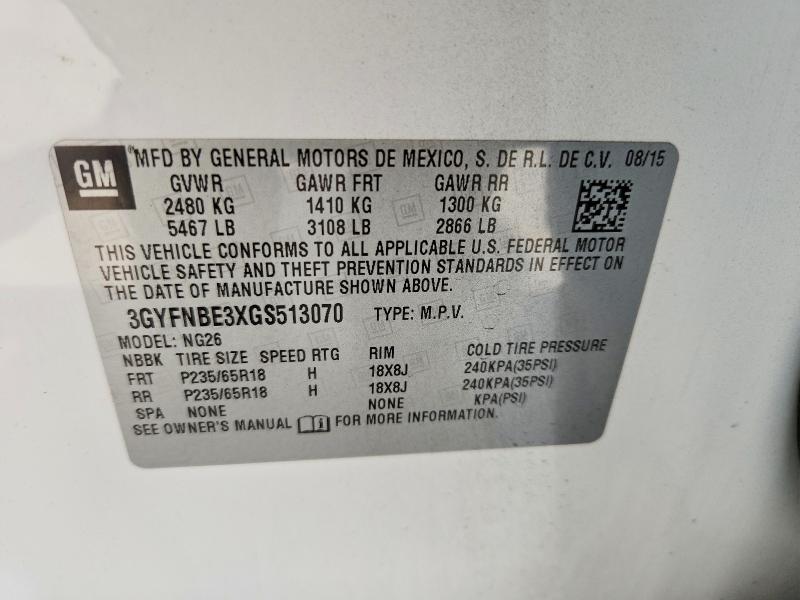 Aukcja sprzedaży 2016 Cadillac Srx, vin: 3GYFNBE3XGS513070, numer aukcji: 55451316