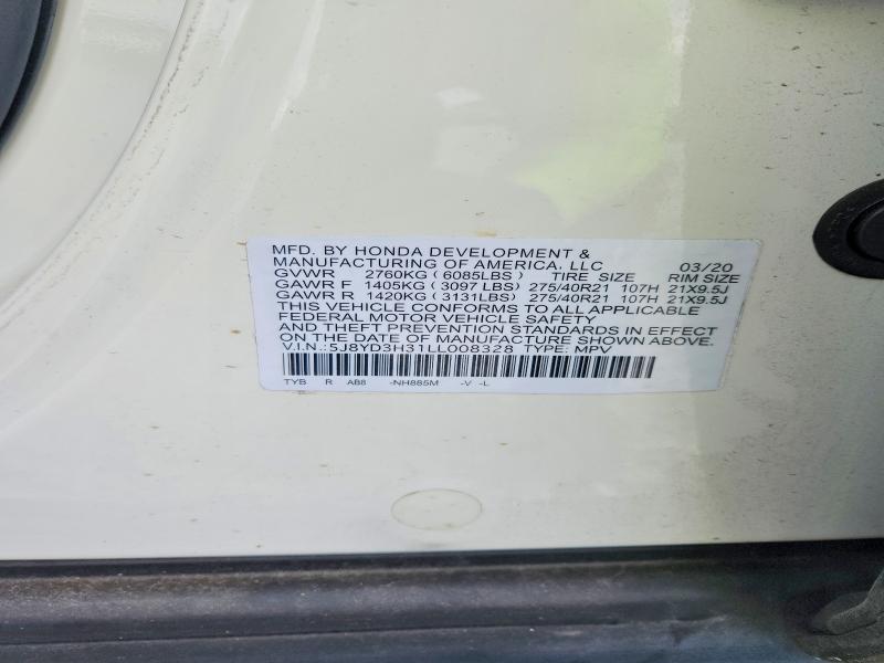 Продаж на аукціоні авто 2020 Acura Mdx, vin: 5J8YD3H31LL008328, номер лоту: 58252466