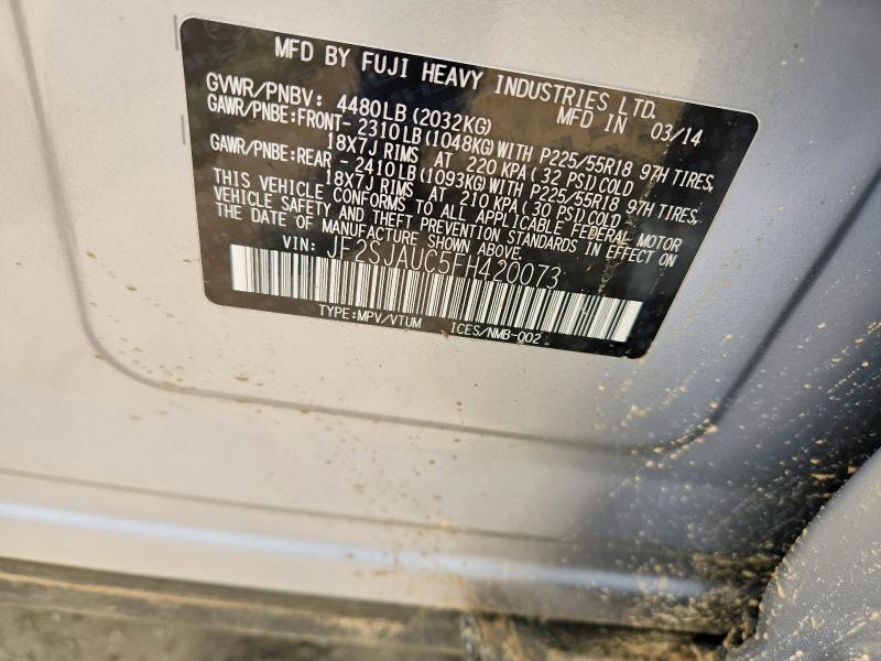 56260946 :رقم المزاد ، JF2SJAUC5FH420073 vin ، 2015 Subaru Forester مزاد بيع