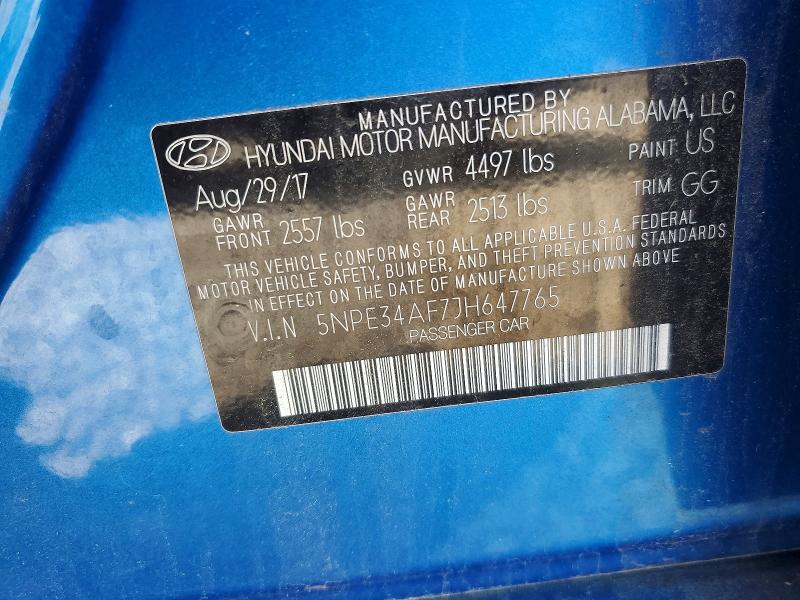 Aukcja sprzedaży 2018 Hyundai Sonata, vin: 5NPE34AF7JH647765, numer aukcji: 57499166