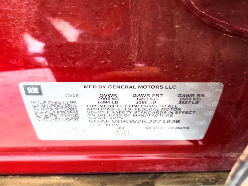 2019 Buick Enclave მანქანა იყიდება აუქციონზე, vin: 5GAEVBKW2KJ271838, აუქციონის ნომერი: 58702046
