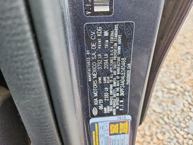 2020 Kia Forte მანქანა იყიდება აუქციონზე, vin: 3KPF24AD4LE145468, აუქციონის ნომერი: 57445246